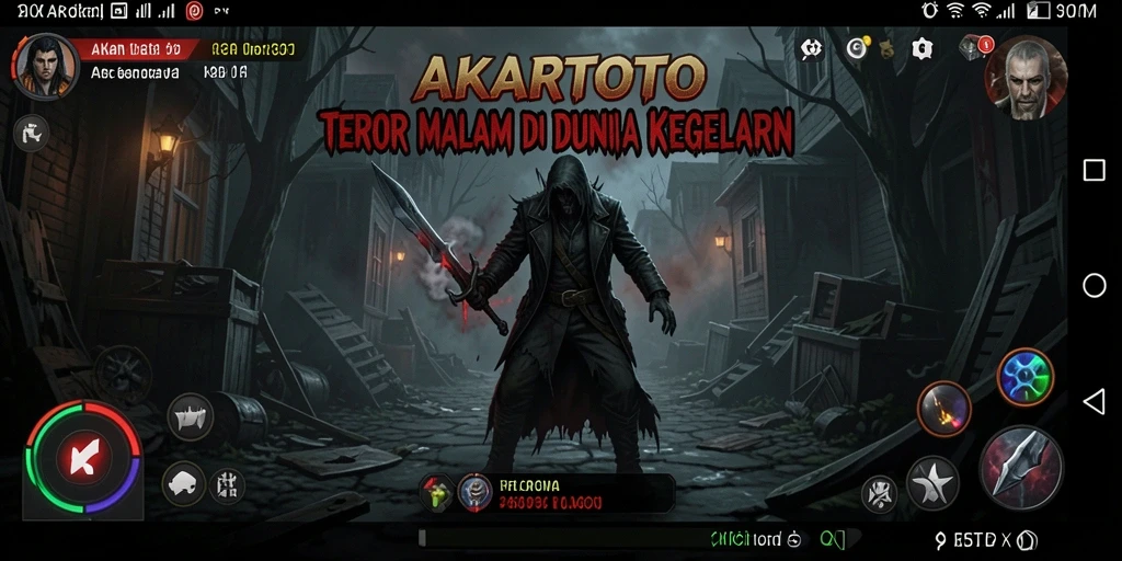 Tampilan gameplay AKARTOTO menampilkan suasana menyeramkan yang mencekam.