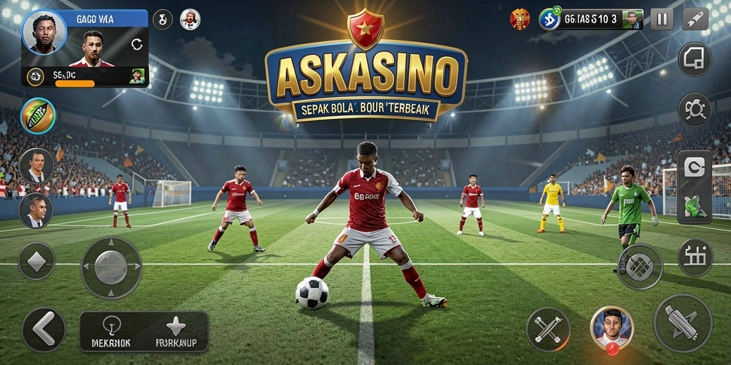 Tangkapan layar dari gameplay <strong>ASKASINO</strong> yang mendebarkan di lapangan sepak bola.