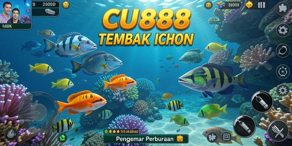 Screenshot gameplay CU888 menampilkan aksi menembak ikan yang seru.