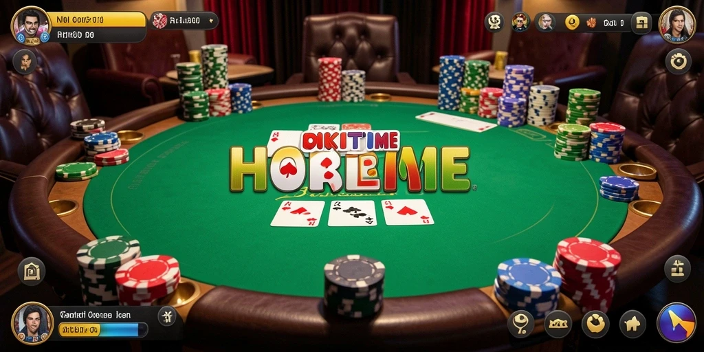 Screenshot HOKITIME menampilkan gameplay Poker yang seru dan interaktif.