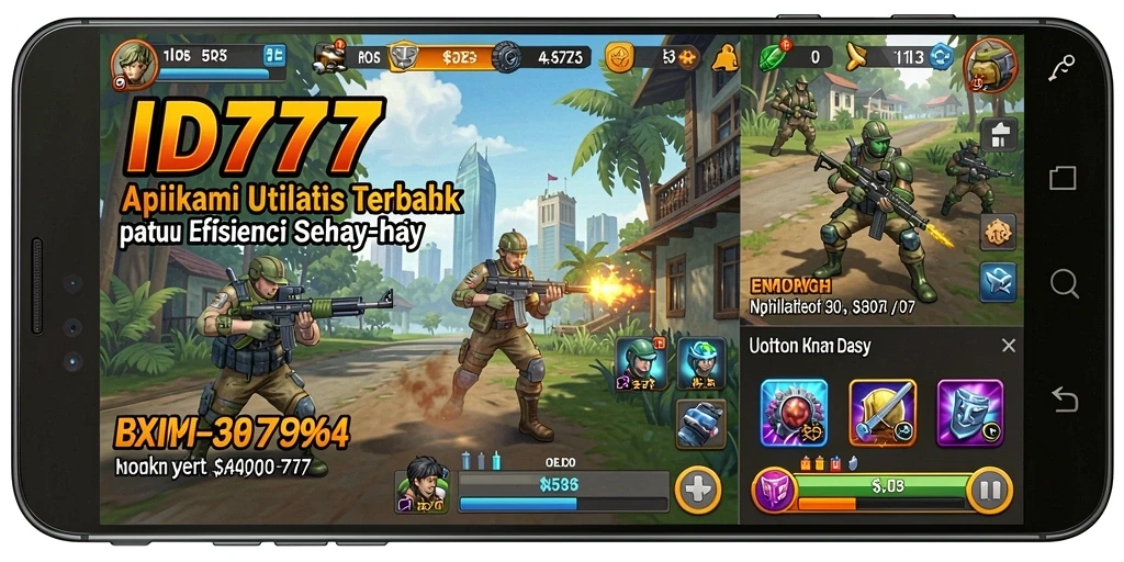 Tampilan utama ID777 yang menampilkan fitur utilitas.
