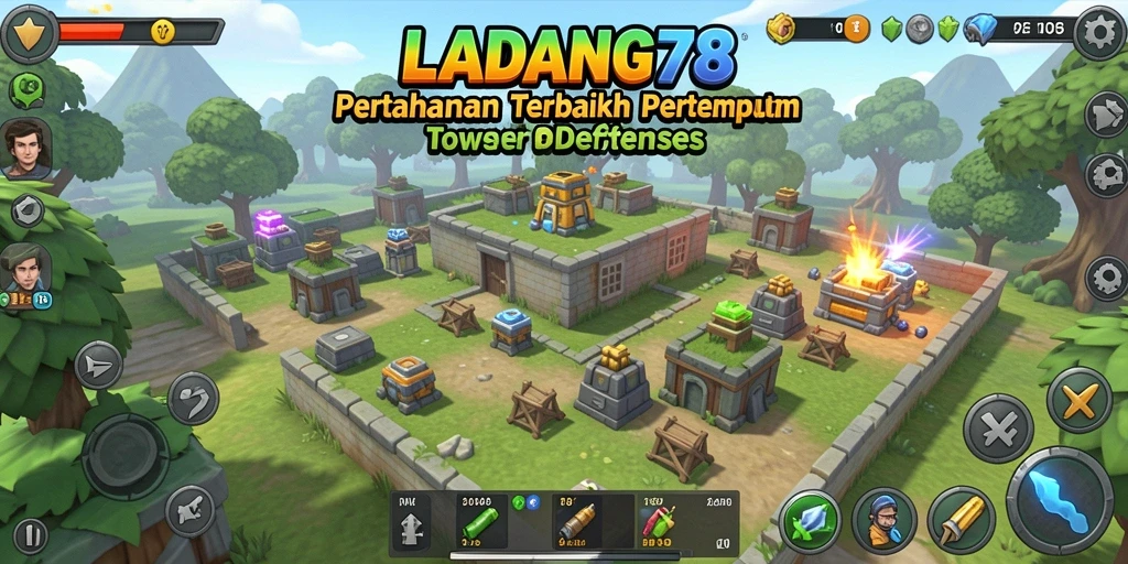 Tampilan gameplay menantang dari LADANG78 dalam pertempuran Tower Defense.