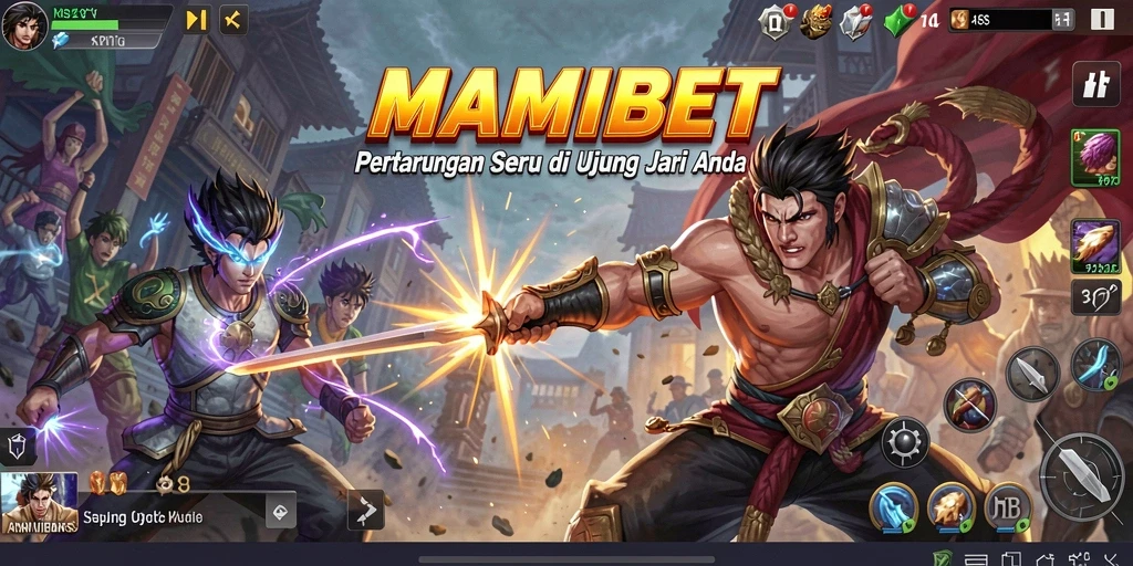 Gameplay MAMIBET dengan pertarungan penuh aksi dan strategi.