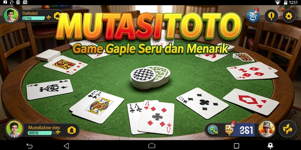 Tampilan gameplay seru dalam MUTASITOTO dengan konsep Gaple yang menarik.