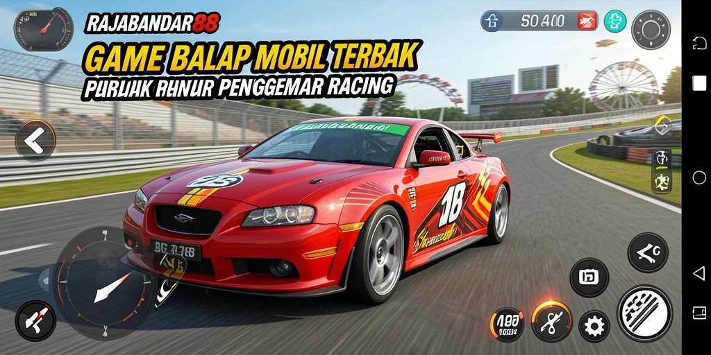 Tampilan utama gameplay RAJABANDAR88 dengan aksi balap yang seru.