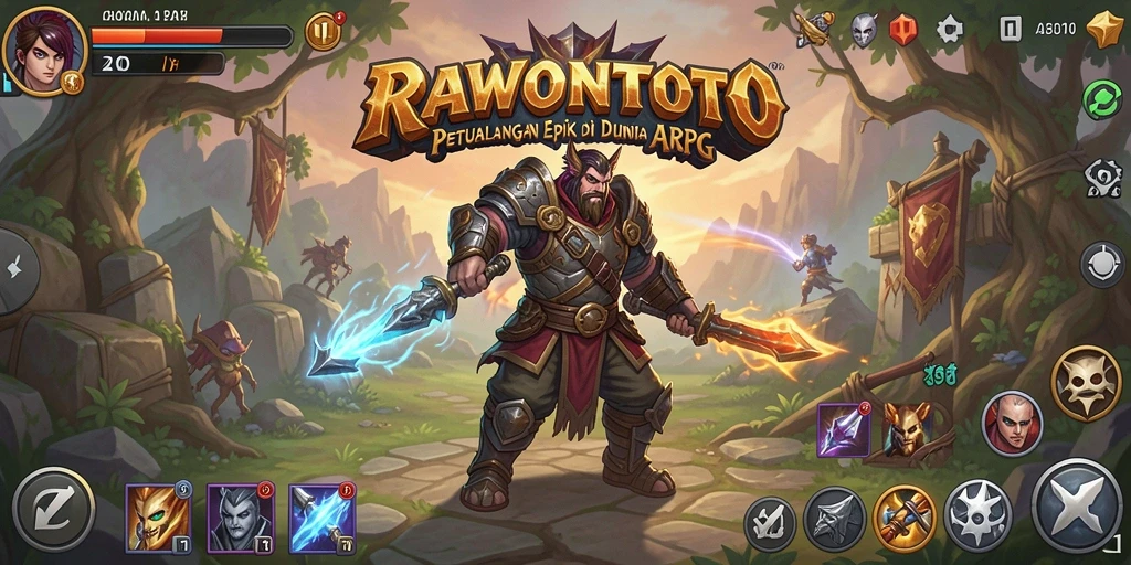 Tampilan karakter heroik dalam pertempuran ARPG yang menegangkan.