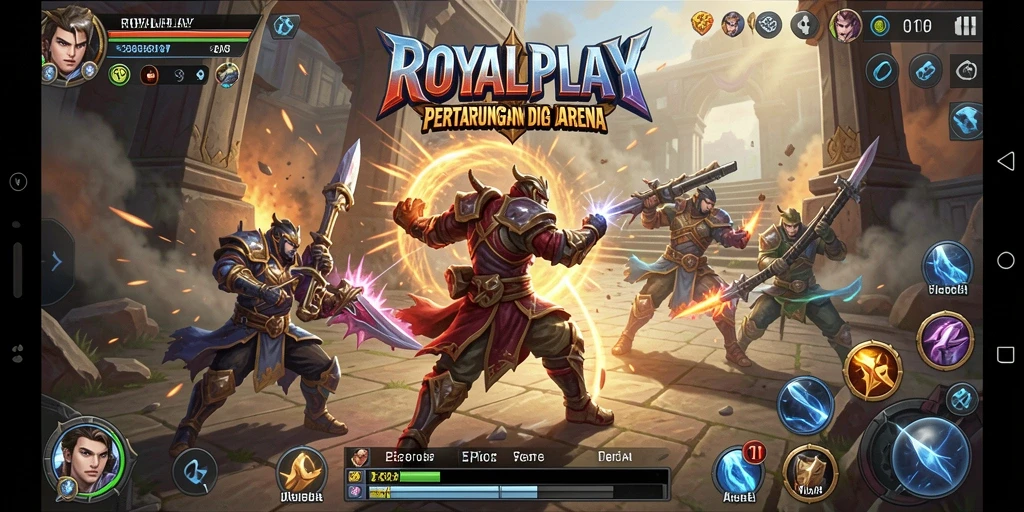 Screenshot menunjukkan momen intens pertarungan dalam ROYALPLAY.