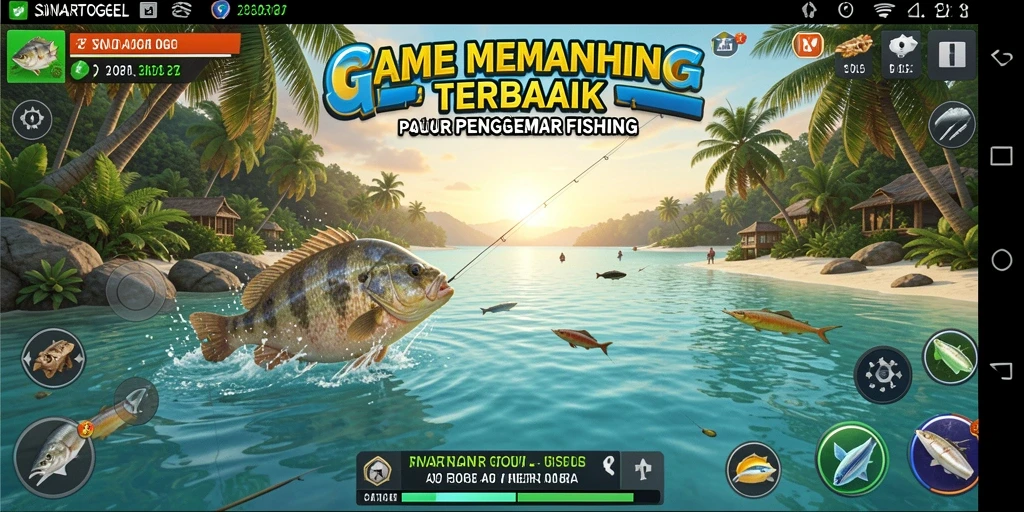 Screenshot utama SINARTOGEL menampilkan gameplay memancing yang seru dan menantang.