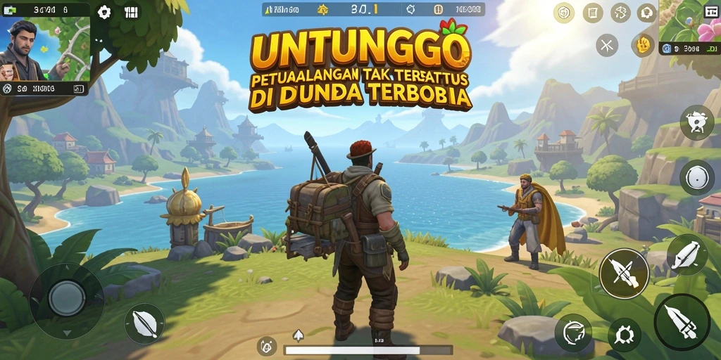Tangkapan layar dari gameplay UNTUNGGO yang menunjukkan dunia terbuka yang luas.